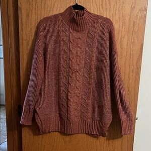 Maurices Cable Knit Turtleneck Sweater - Rust Brown